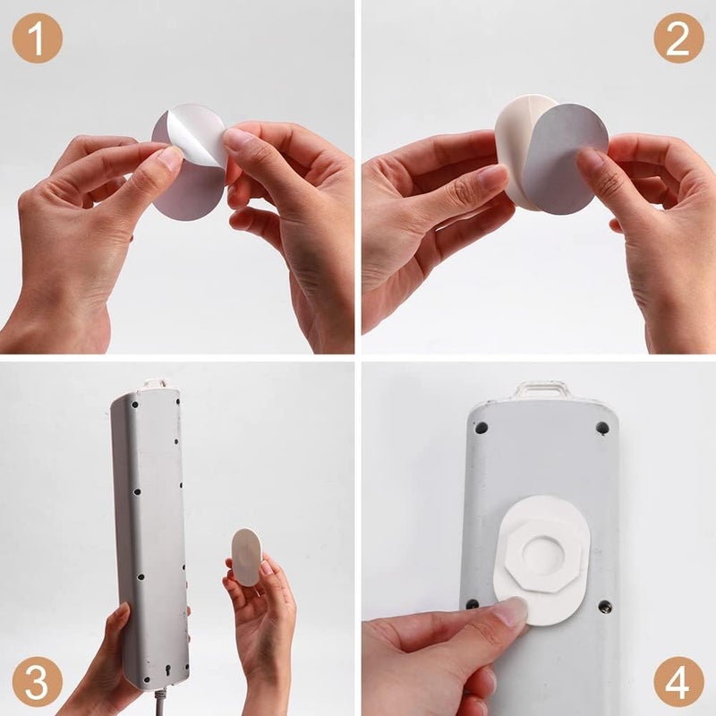 Potency 4 Pcs Power Strip Holder Self Adhesive Socket FixerWallMounted Power Strip Holder Router Desktop Bracket PunchFree Socket HolderSelf Adhesive Traceless Desktop Socket Fixer - Image 5
