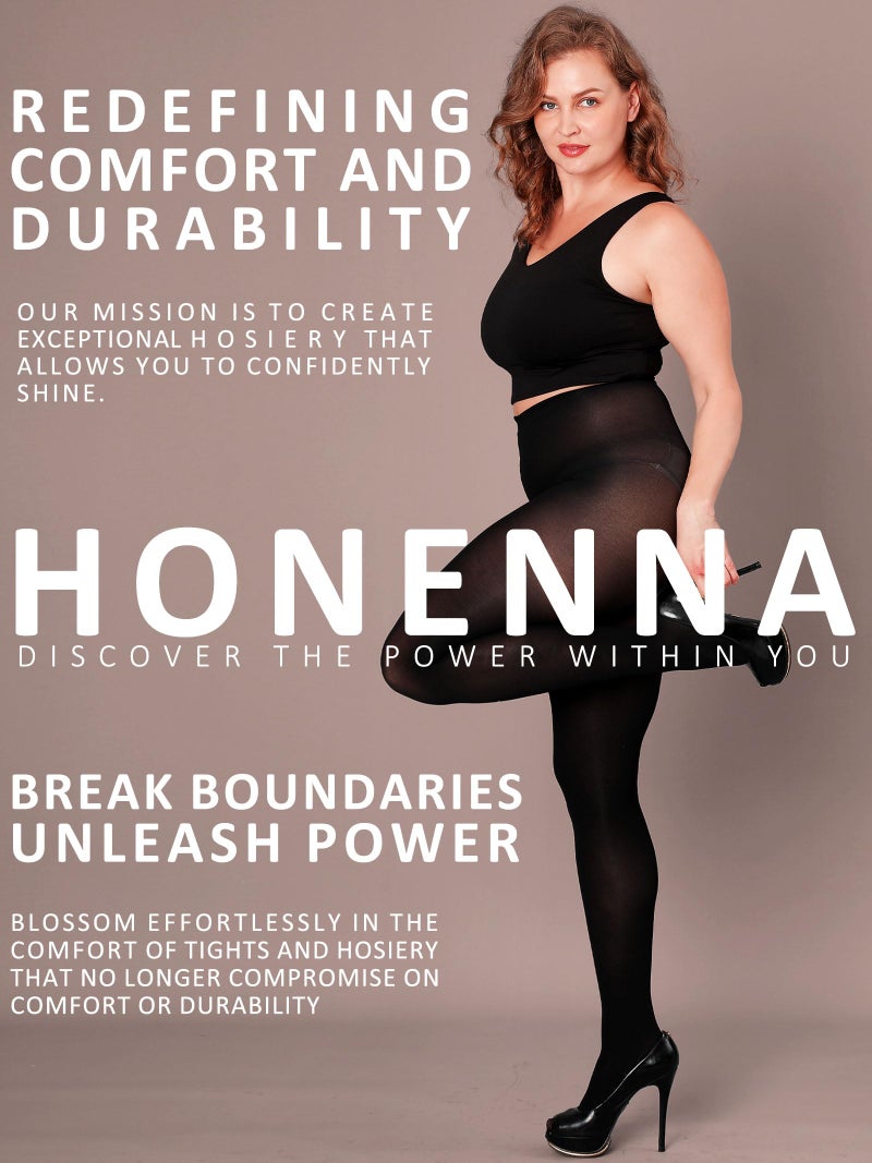 HONENNA 2 Pairs Plus Size Sheer Tights for Women, 17 Colors Ultra Thin Pantyhose Reinforced Toes High Waist Stockings, White 2 Pairs 3XL-4XL - Image 5