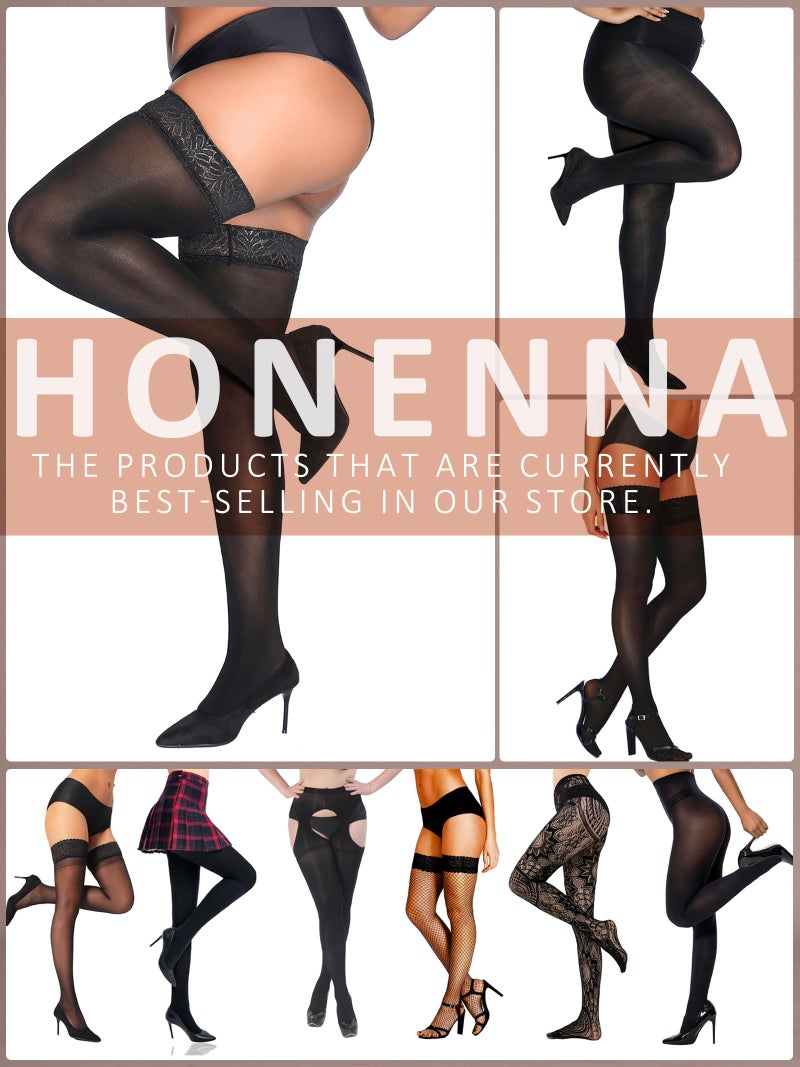 HONENNA 2 Pairs Plus Size Sheer Tights for Women, 17 Colors Ultra Thin Pantyhose Reinforced Toes High Waist Stockings, White 2 Pairs 3XL-4XL - Image 4