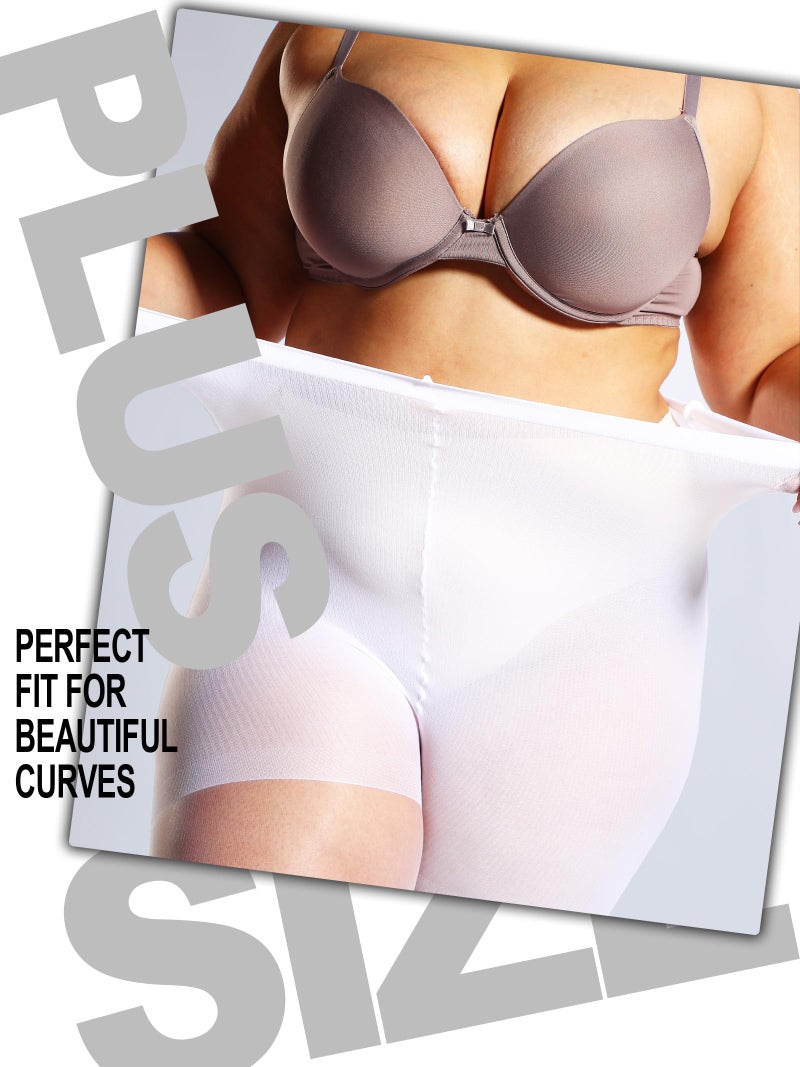 HONENNA 2 Pairs Plus Size Sheer Tights for Women, 17 Colors Ultra Thin Pantyhose Reinforced Toes High Waist Stockings, White 2 Pairs 3XL-4XL - Image 2