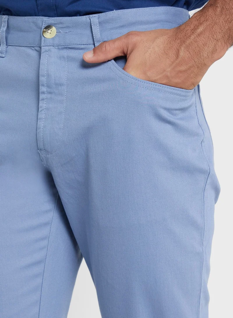 توماس سكوت Thomas Scott Men Blue Slim Fit Chinos Trousers
