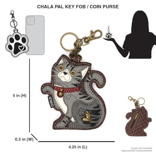 CHALA Cat Collection Women's Decorative Key Fob/Coin Purse Accessory - Tabby Cat - gray - Image 3