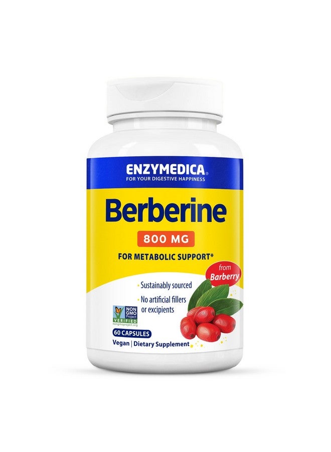 ENZYMEDICA إنزيميدكا بيربرين 800 ملغ - كبسولات نباتية لدعم الأيض - من توت البرباريس المستدام - خالي من الكائنات المعدلة وراثيًا، خالي من الغلوتين، بدون مواد مالئة أو إضافات - 60 كبسولة - Image 1