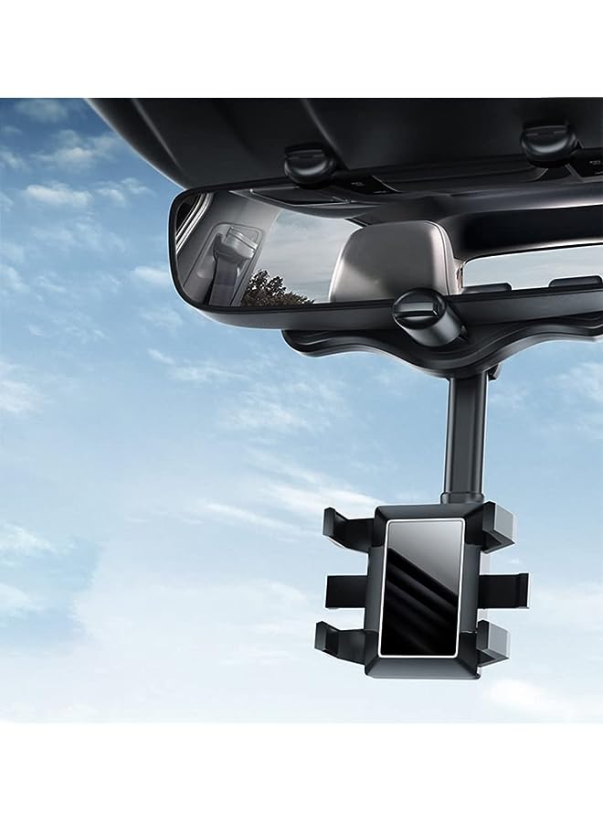 ECVV Car Phone Holder Mount, Rotatable and Retractable Car Phone Mount Rear View Mirror Mobile Holder, Sturdy Holder Phone Mount Fit with All Mobile Phones, Black - Image 5