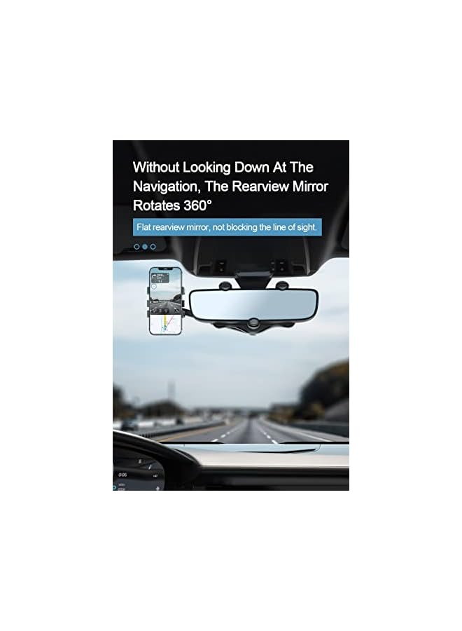 ECVV Car Phone Holder Mount, Rotatable and Retractable Car Phone Mount Rear View Mirror Mobile Holder, Sturdy Holder Phone Mount Fit with All Mobile Phones, Black - Image 4