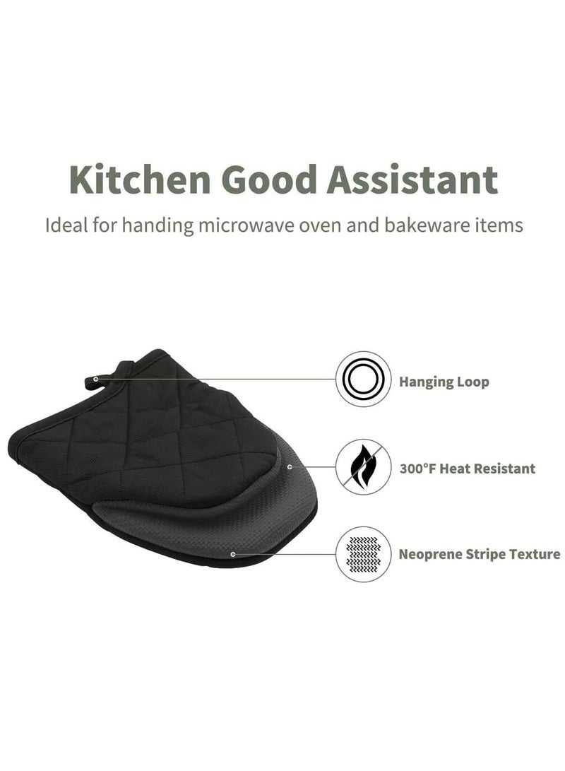 SYOSI 1 Pair Microwave Mitts Pot Holder Heat Resistant Neoprene Cotton Gloves Surfaces Non-Slip Short Oven Gloves  - Image 2