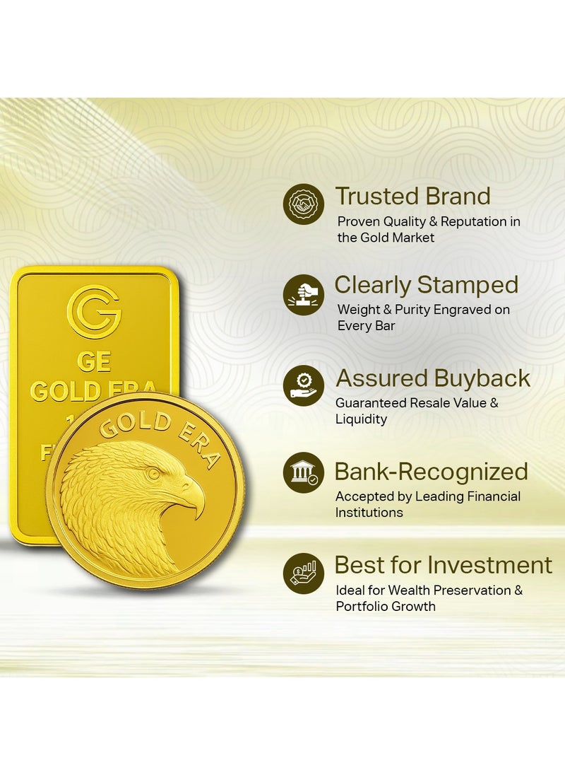Gold Era - GOLD ERA 24K (999.9) 10G Gold Bar - Premium 24 Karat Solid GOLD BAR for Investment, Collectors & Wealth Protection - Image 1