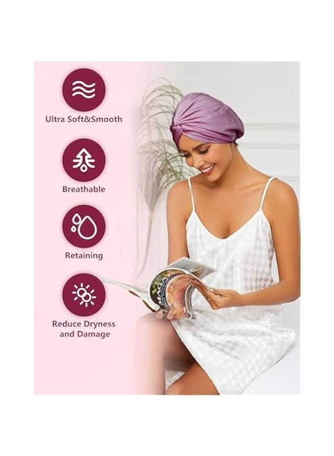 Generic Royal Deep Purple Adjustable Silk Satin Sleep Cap for Men and Women, Double Layer Hair Bonnet for Curly, Straight, Long, or Braided Hair.  - Image 3