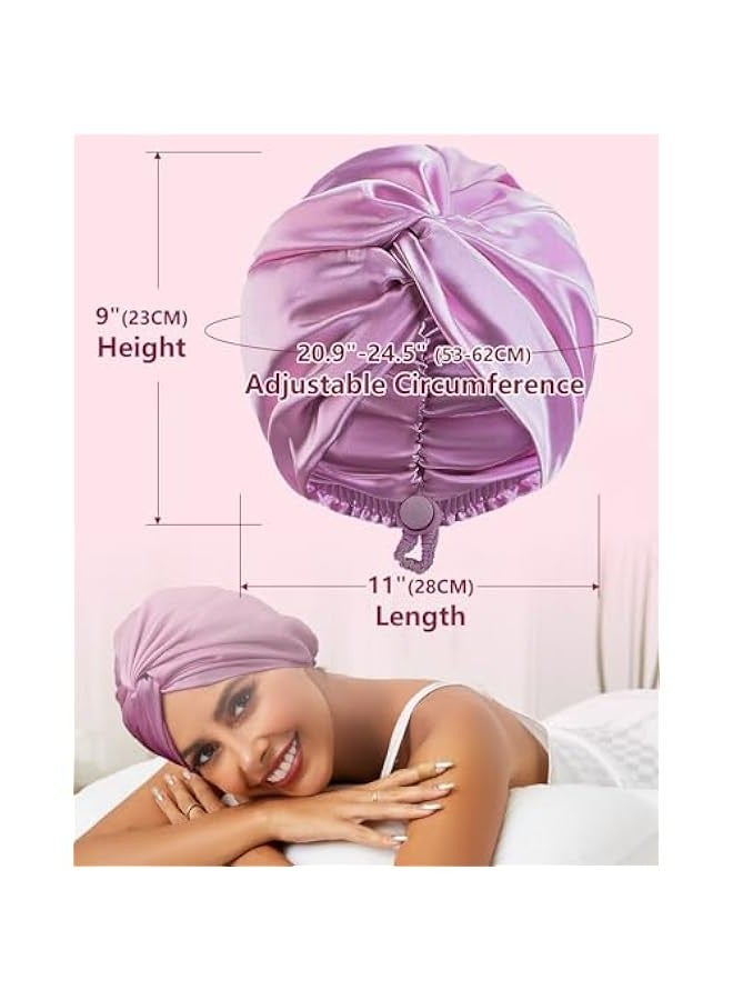 Generic Royal Deep Purple Adjustable Silk Satin Sleep Cap for Men and Women, Double Layer Hair Bonnet for Curly, Straight, Long, or Braided Hair.  - Image 4