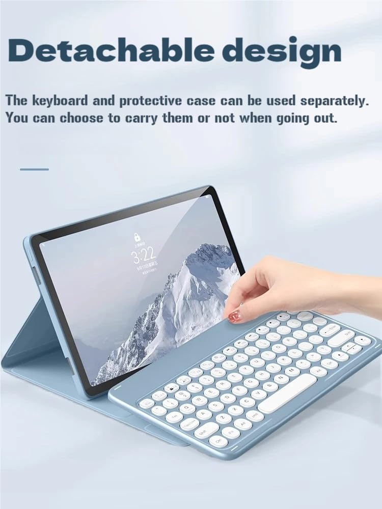 NUWONAYA Keyboard Case for Lenovo Tab M11 (TB-330FU/TB-330XU) 11 inch, Cute Color Folio Stand Cover with Round Key Magnetic Detachable Keyboard for Lenovo Tab M11 2024 11'', Purple - Image 2