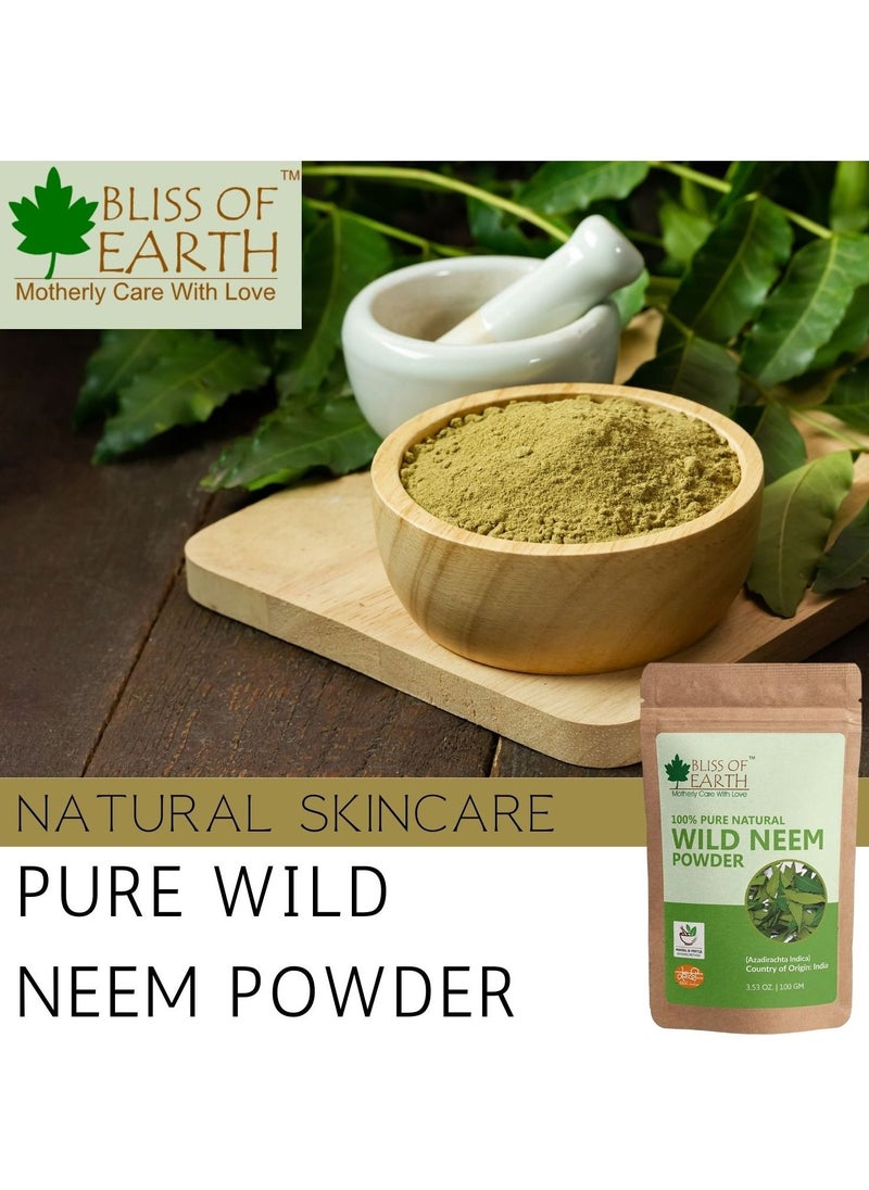 BLISS OF EARTH 100% Pure Neem Leaves Powder 100GM Great For Face Hair Skin & Body Pack of 2  - Image 2