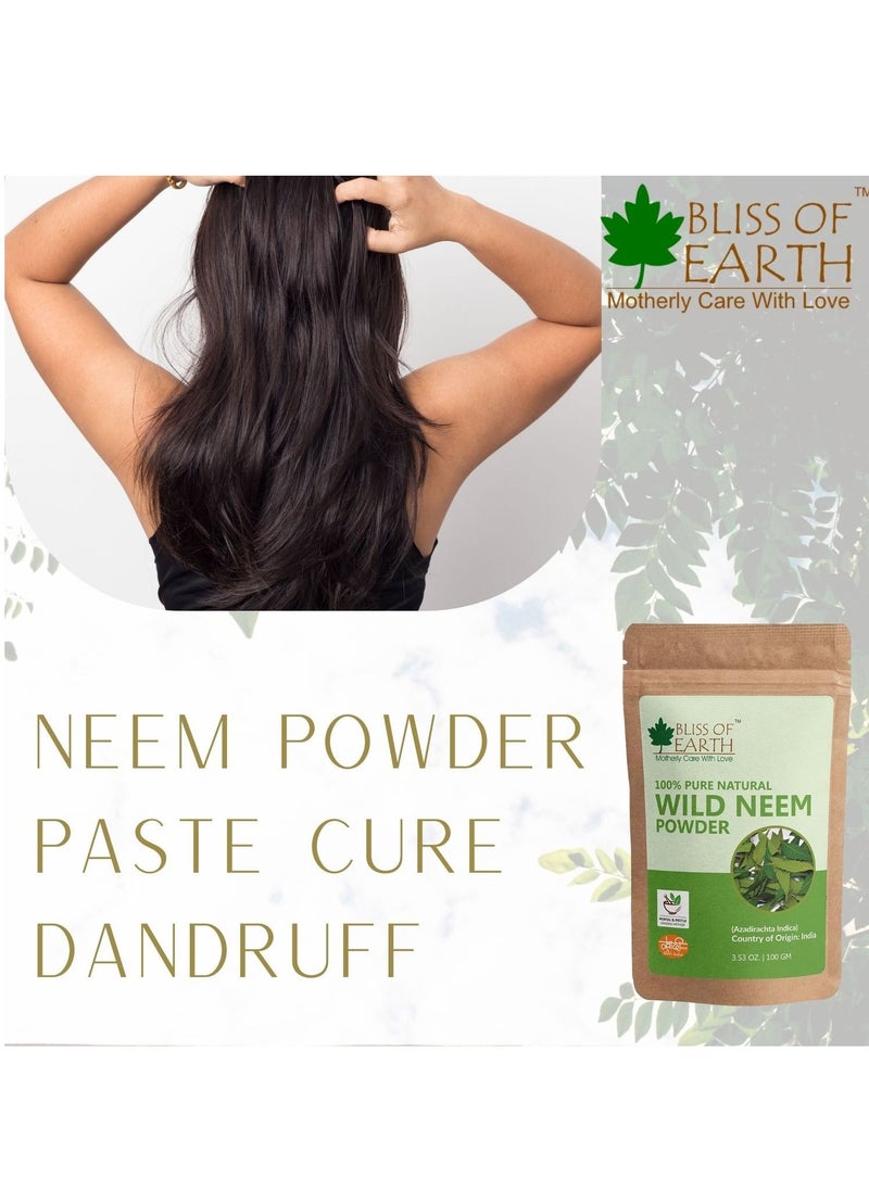 BLISS OF EARTH 100% Pure Neem Leaves Powder 100GM Great For Face Hair Skin & Body Pack of 2  - Image 4