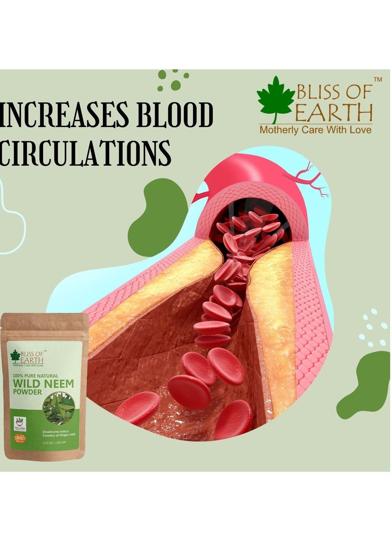 BLISS OF EARTH 100% Pure Neem Leaves Powder 100GM Great For Face Hair Skin & Body Pack of 2  - Image 3