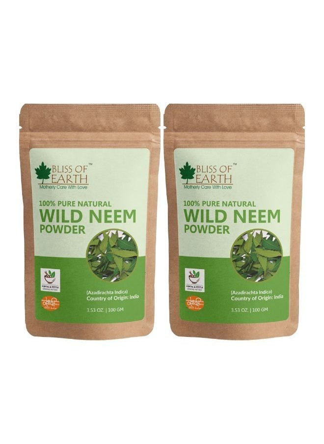 BLISS OF EARTH 100% Pure Neem Leaves Powder 100GM Great For Face Hair Skin & Body Pack of 2  - Image 1