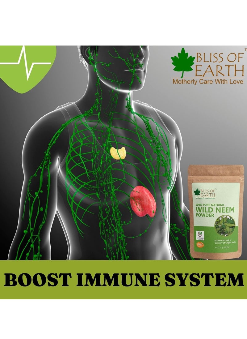 BLISS OF EARTH 100% Pure Neem Leaves Powder 100GM Great For Face Hair Skin & Body Pack of 2  - Image 5