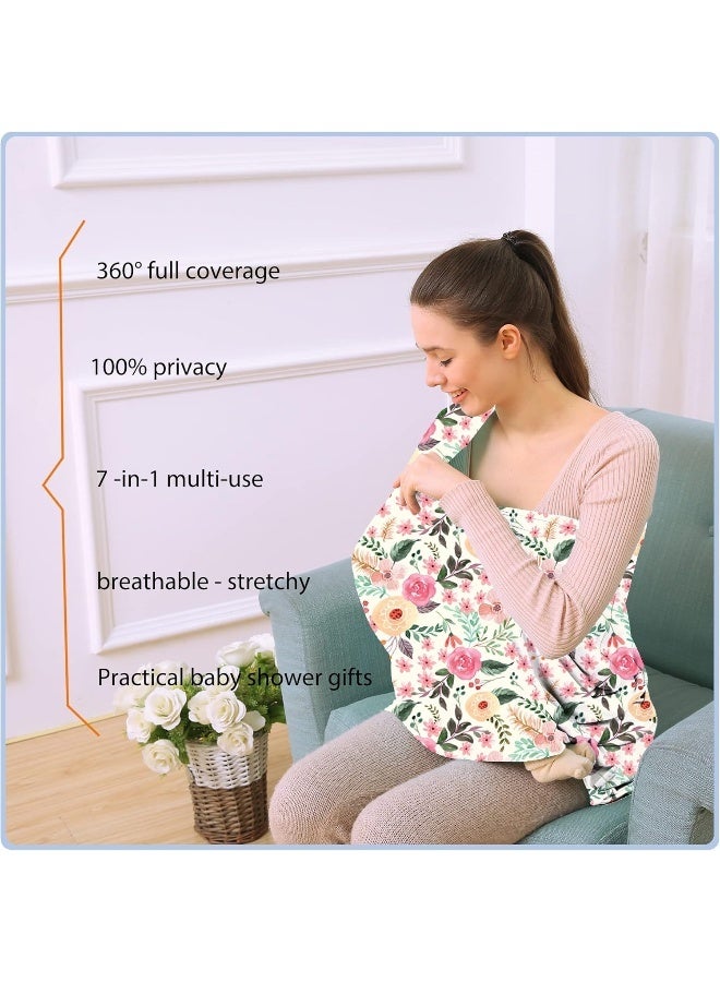 ByeBye Calorie Nursing Carseat Canopy Breastfeeding Cover - Multi-use Stretchy Car Seat Covers for Babies, Baby Shower Gifts (Pink Floral) - Image 3