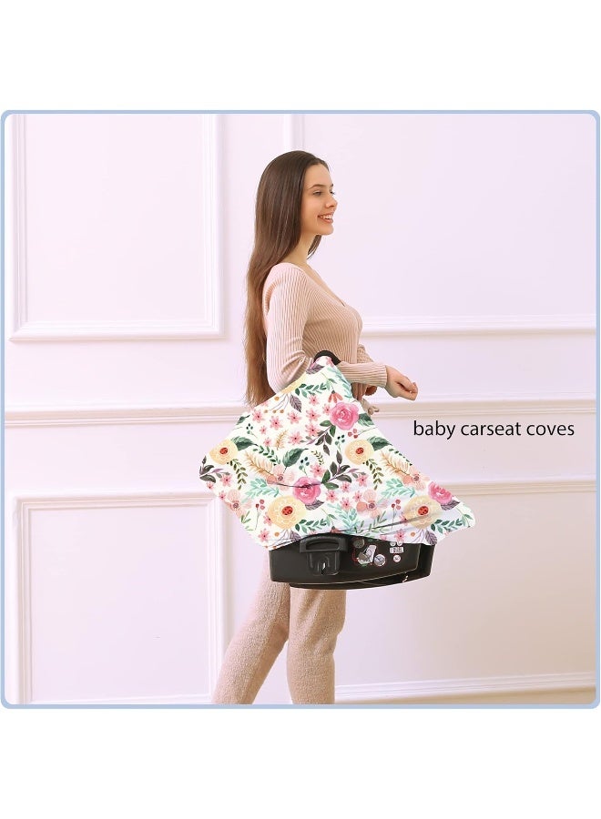 ByeBye Calorie Nursing Carseat Canopy Breastfeeding Cover - Multi-use Stretchy Car Seat Covers for Babies, Baby Shower Gifts (Pink Floral) - Image 5
