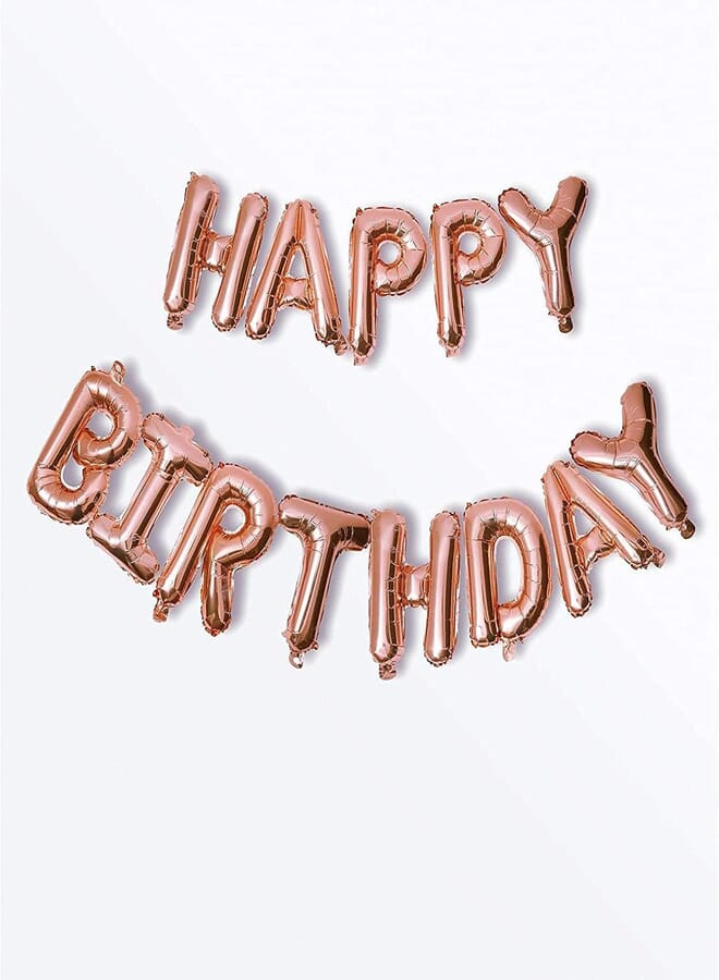 Secret Happy Birthday Balloons Banner Rose Gold 16 inch, Aluminum Foil Balloons Alphabet Balloons for Birthday Party Decoration