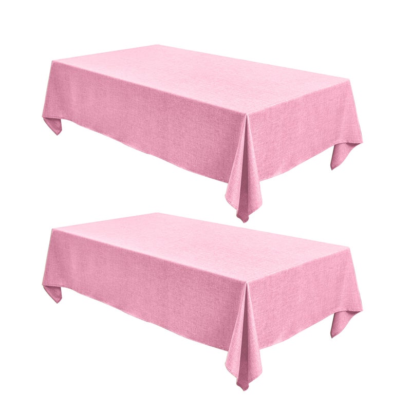 Fitable Faux Linen Tablecloths for Rectangle Tables: Water & Stain Resistant Farmhouse Table Cloth, Washable Burlap Textured Table Covers for Kitchen Dining Party(2 Pack, 52x70 Inch, Pink) - Image 1