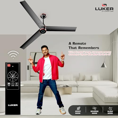 LUKER JVLuker USA Crown 1200mm BLDC Ceiling Fans with Remote, BEE 5 Star Rated Energy Saving Ceiling Fan for Living Room, High Air Delivery with LED Indicators -White-White-Copper - Image 2