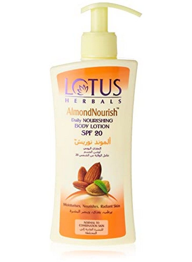 LOTUS HERBALS Almondnourish Daily Nourishing Body Lotion ; Moisturises And Nourishes Skin ; Spf 20 ; For Normal / Combination Skin ; 250G  - Image 1