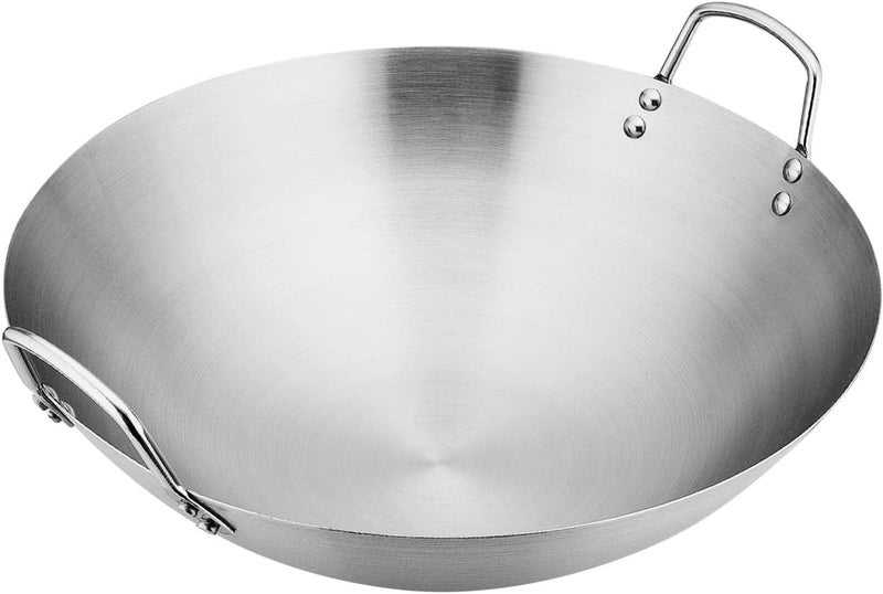 Steel Saute Pan Handle Cookware Portable Heated Evenly Professional Utensils Wok Cooking Pot Chinese Pan for Fried Potatoes BBQ, 28cm - Image 1