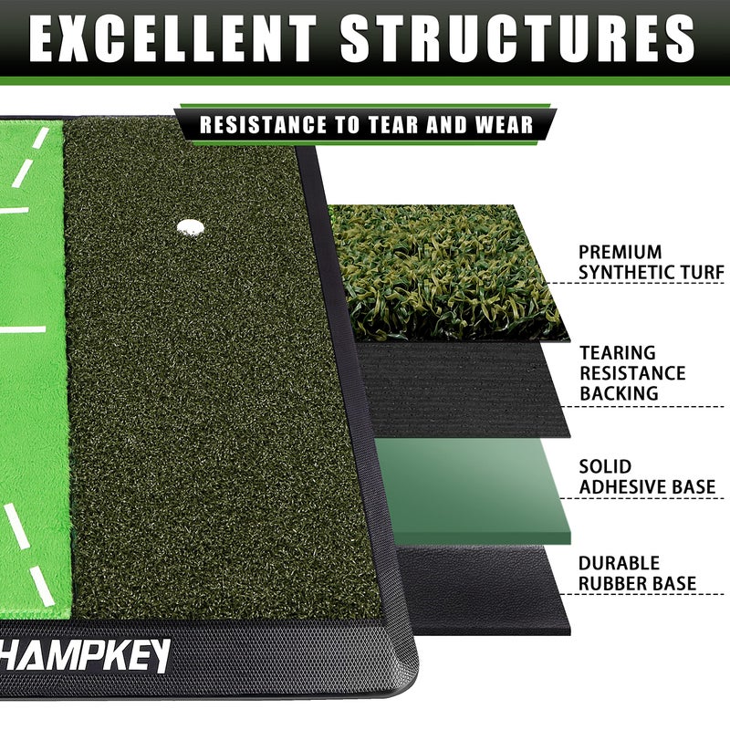 CHAMPKEY Heavy-Duty Golf Hitting Mat - Swing Path Feedback Golf Practice Mat - Ideal for Indoor and Outdoor Training - Image 2