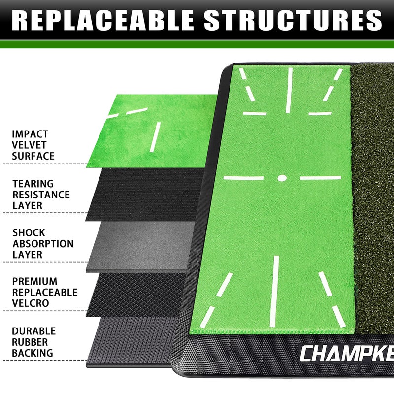CHAMPKEY Heavy-Duty Golf Hitting Mat - Swing Path Feedback Golf Practice Mat - Ideal for Indoor and Outdoor Training - Image 3