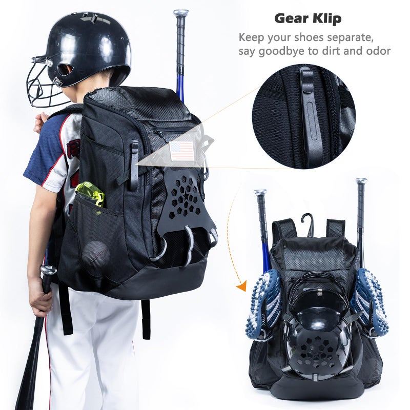 VIGEGARI Baseball Bat Bag - Softball Backpack with Glove Holder, Essential Gear for Youth - Image 3