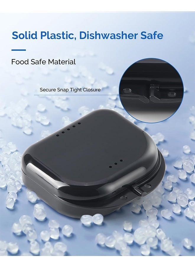 2 Pcs Orthodontic Retainer Case Retainer Case Denture Case with Ventilation Holes for Mouth Guard and Floss Keeps Dental Appliances Clean Home Travel Black - Image 3