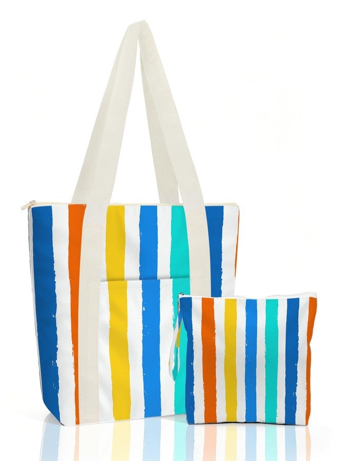 IAXIC Tote Bag & Wet Bag Vacation Combo, Waterproof Spacious Multi-purpose with Summer Themed Print, Ideal Gift for Ladies Travel Toiletry Cosmetic Storage - Image 1