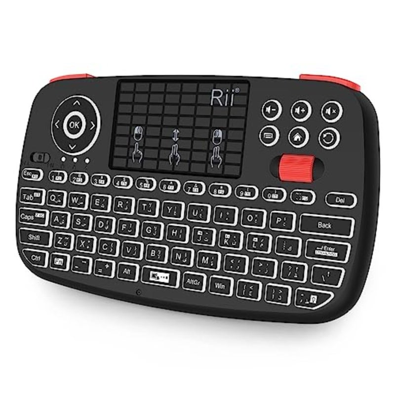 i4 Mini Bluetooth Keyboard with Touchpad for Smartphones and PC, Black ABS Plastic, Black with Backlit Keys, Portable Wireless Keyboard with 2.4G USB Dongle - Image 4