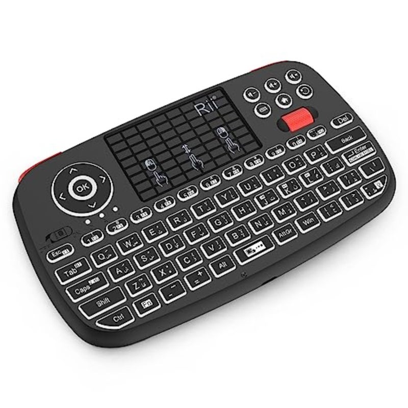 i4 Mini Bluetooth Keyboard with Touchpad for Smartphones and PC, Black ABS Plastic, Black with Backlit Keys, Portable Wireless Keyboard with 2.4G USB Dongle - Image 5