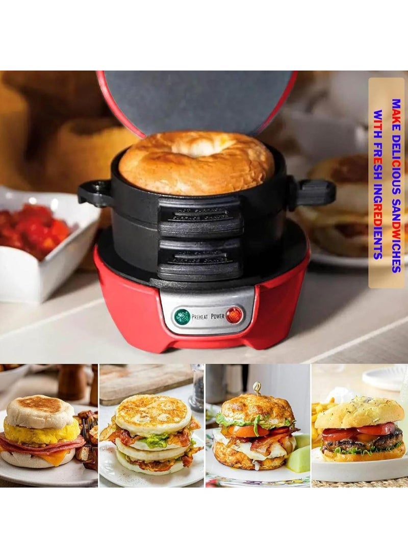 Generic - Sandwich Toaster Burger Maker, Panini Press with Egg Rings and Timer, Efficient Non-Stick Heating Plates, for Hamburgers, Waffles Snacks| Burger Sandwich Maker - Image 1