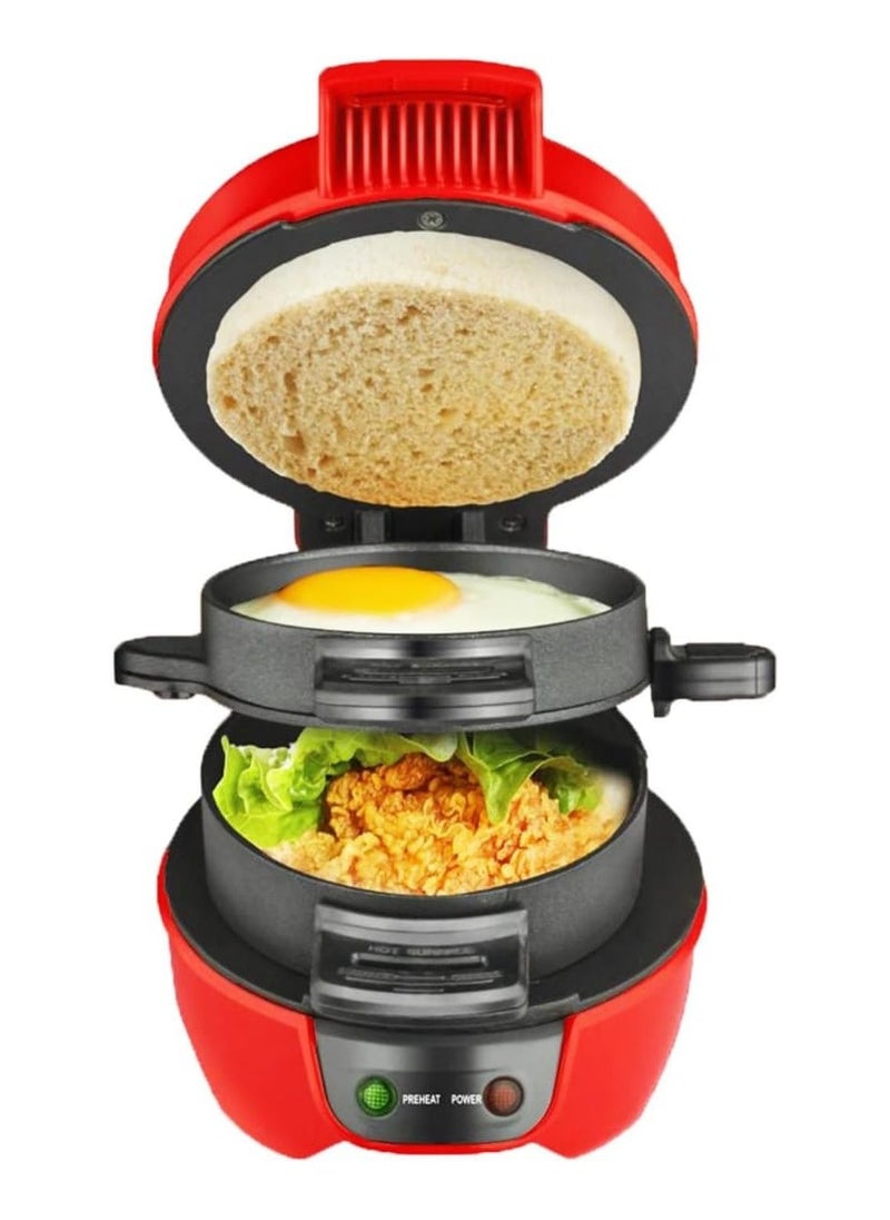 Generic - Sandwich Toaster Burger Maker, Panini Press with Egg Rings and Timer, Efficient Non-Stick Heating Plates, for Hamburgers, Waffles Snacks| Burger Sandwich Maker - Image 1