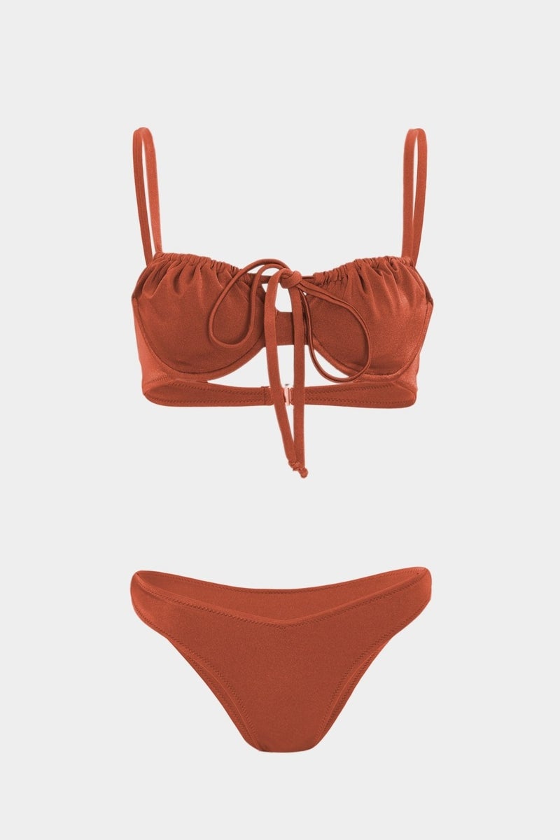 Açelya Okcu Azalea Okcu Premium Shirred Detail Luna Slim Fit Women's Bikini Top  - Image 1