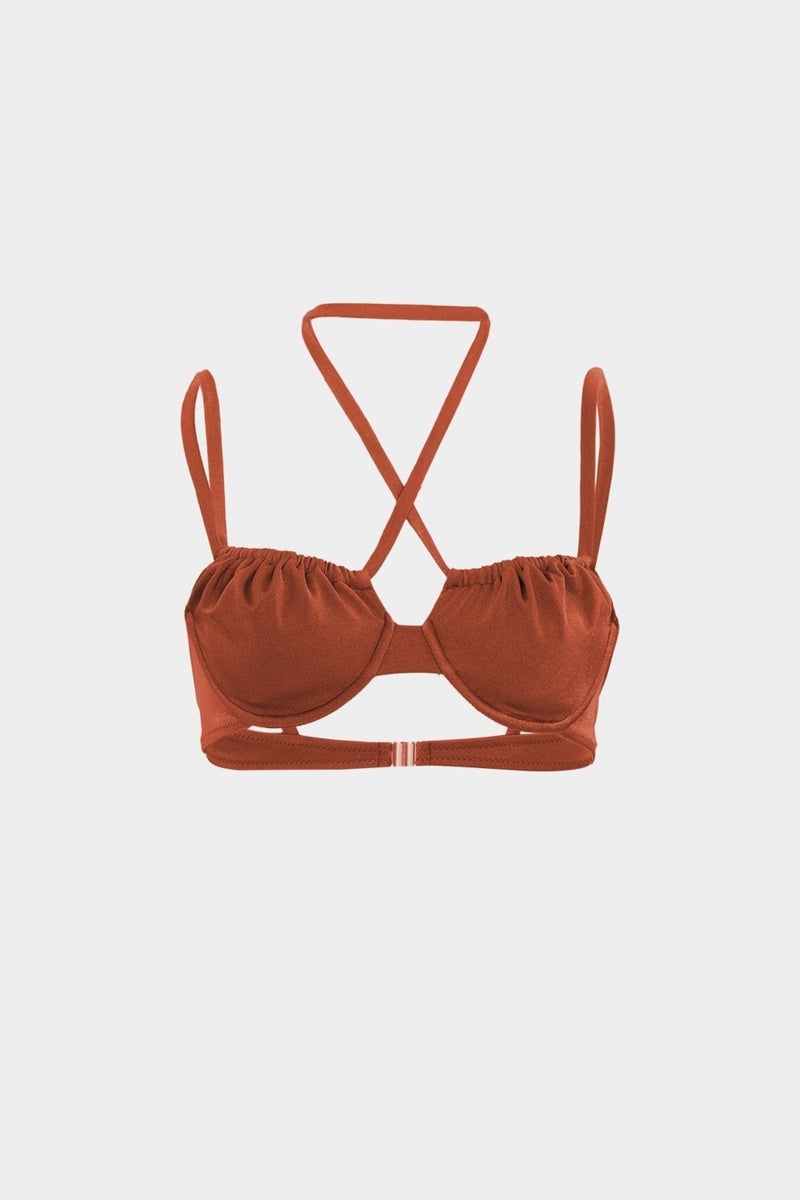 Açelya Okcu Azalea Okcu Premium Shirred Detail Luna Slim Fit Women's Bikini Top  - Image 3