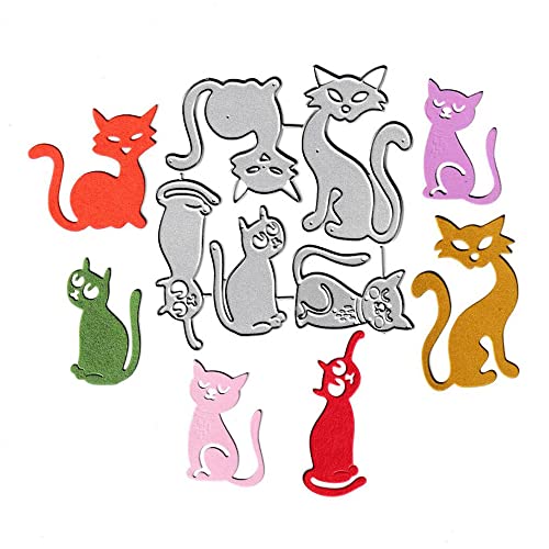 NVZBL 5pcs Cats Cutting Dies, Cat Animal Die Cuts Metal Embossing Stencils Template Mould for Card Scrapbooking and DIY Craft Album Paper Card Decor - Image 1