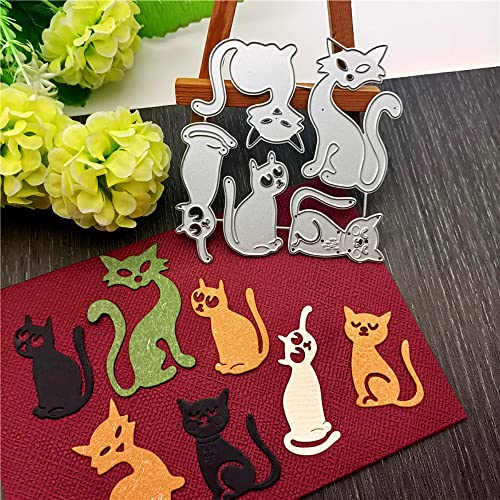 NVZBL 5pcs Cats Cutting Dies, Cat Animal Die Cuts Metal Embossing Stencils Template Mould for Card Scrapbooking and DIY Craft Album Paper Card Decor - Image 4