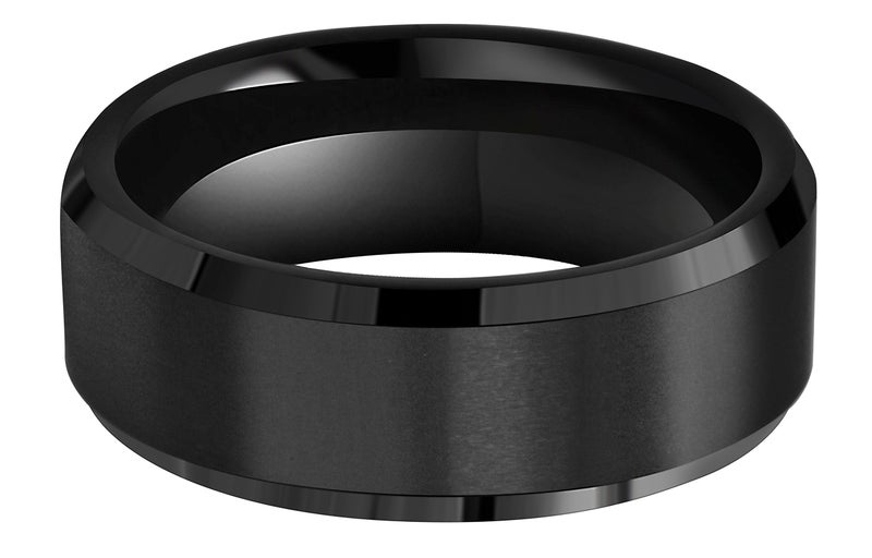 CROWNAL 6mm 8mm 10mm Black Tungsten Wedding Band Ring Men Women Matte Finish Beveled Edges Comfort Fit Size 5 To 17 (8mm,14.5) - Image 2