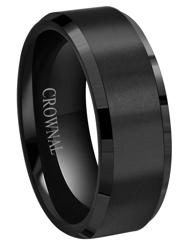CROWNAL 6mm 8mm 10mm Black Tungsten Wedding Band Ring Men Women Matte Finish Beveled Edges Comfort Fit Size 5 To 17 (8mm,14.5) - Image 5