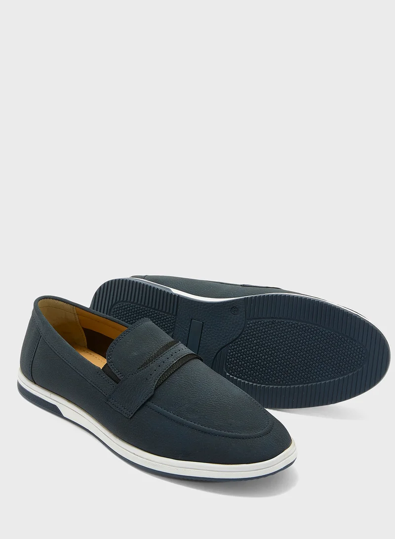 Robert Wood Webbing Saddle Detail Casual Slip On Loafers