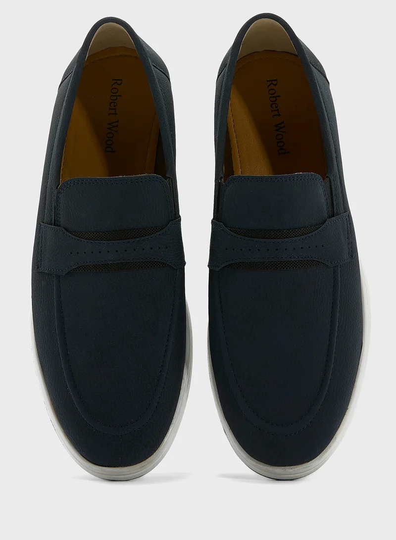 Robert Wood Webbing Saddle Detail Casual Slip On Loafers