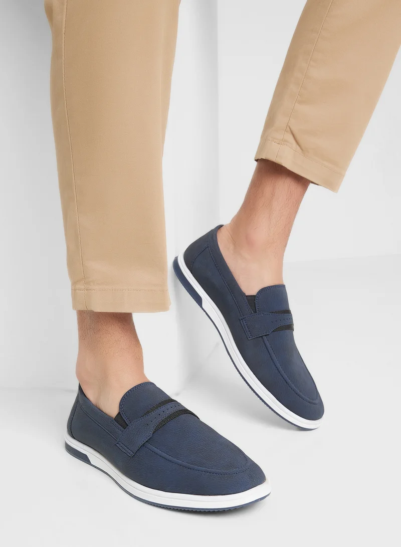 Robert Wood Webbing Saddle Detail Casual Slip On Loafers
