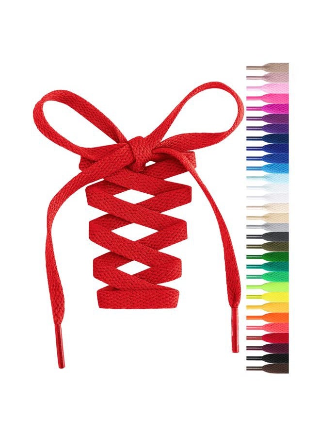 Handshop Flat Shoelaces 5/16" - Shoe Laces Replacements For Sneakers and Athletic Shoes Boots Red 160cm - Image 1