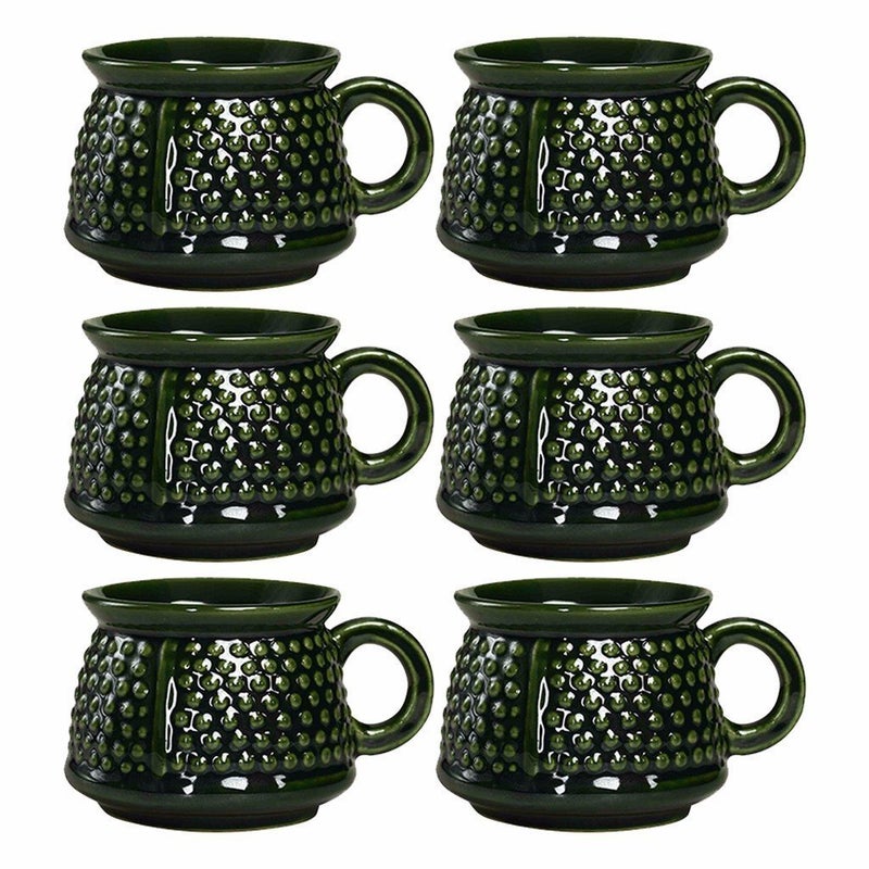 Caffeine Ceramic Handmade Green Bubble Tea Cups (Set of 6 pcs) - Image 1