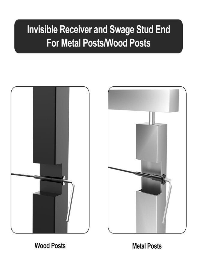 BLIKA 24 Pack 1/8" Black Stainless Steel Invisible Receiver and Swage Stud End for Cable Railing, Deck Stair Threaded End Fitting for Wood & Metal Post, Black Cable Railing Hardware - Image 4