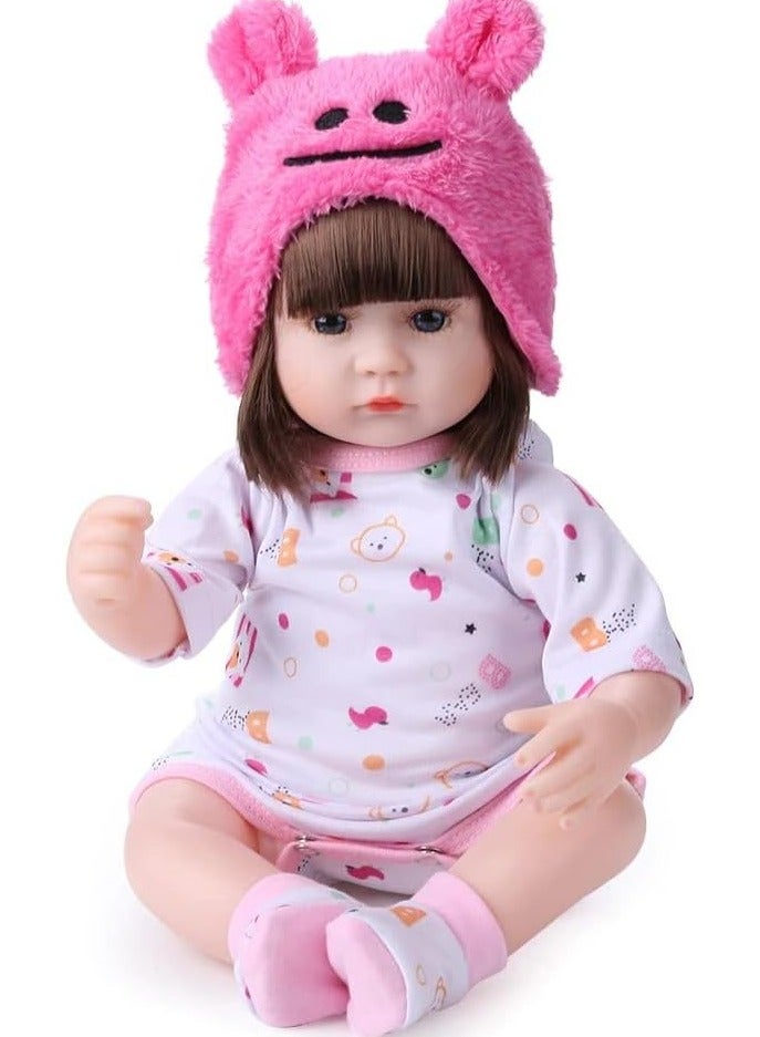 Nano Classic 16 inch 42cm Reborn Baby Doll Soft cloth vinyl head, leg and hand Silicone Doll newborn real like Baby Doll Girl Toy -  PINK  - Image 1