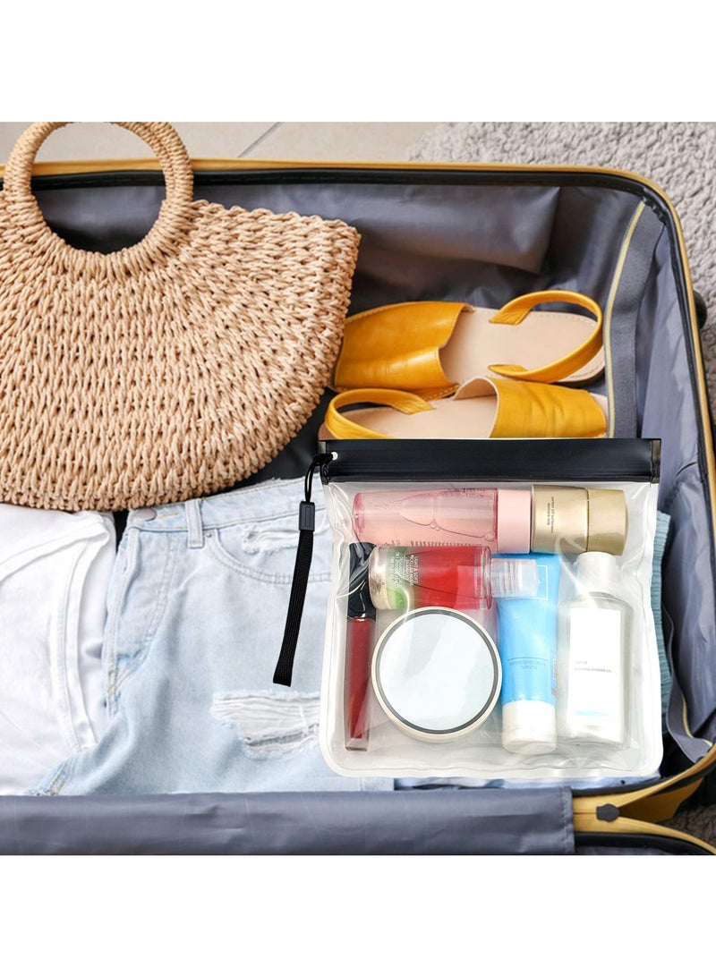 3Pcs Clear Travel Toiletry Bags, Waterproof Leakproof Travel Makeup Bag Sealable Wash Bags Airport Security Liquids Bags for Women Men (Black) - Image 3