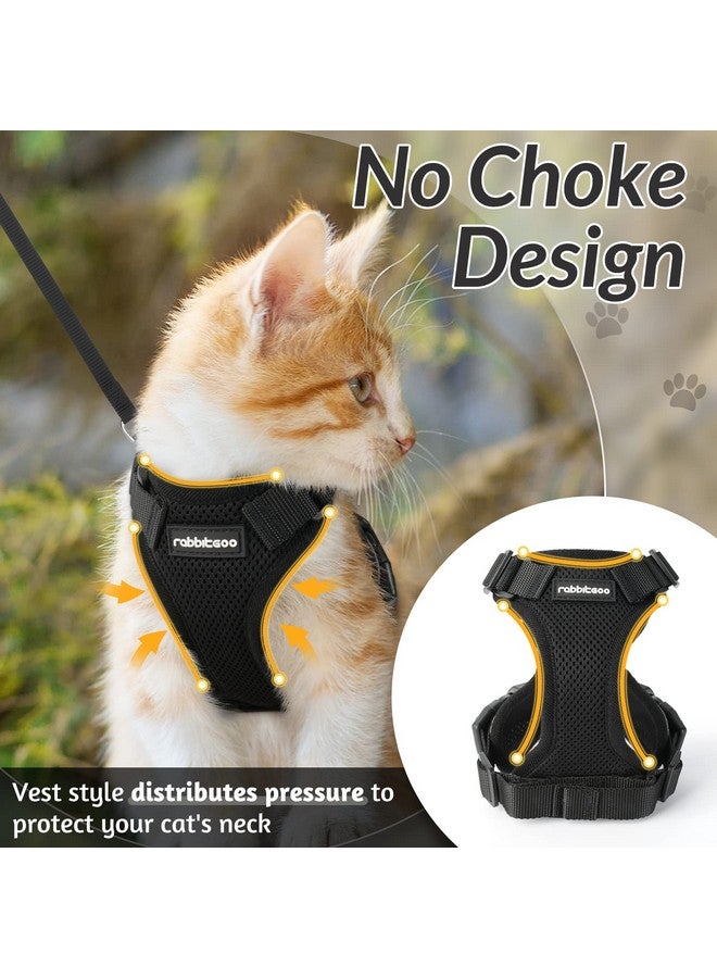 رابيتجو تسخير ومقود للقطط من rabbitgoo للمشي، سترة ناعمة قابلة للتعديل ومقاومة للهروب للقطط، سترة سهلة التحكم بشرائط عاكسة قابلة للتهوية، أسود، مقاس صغير - Image 2